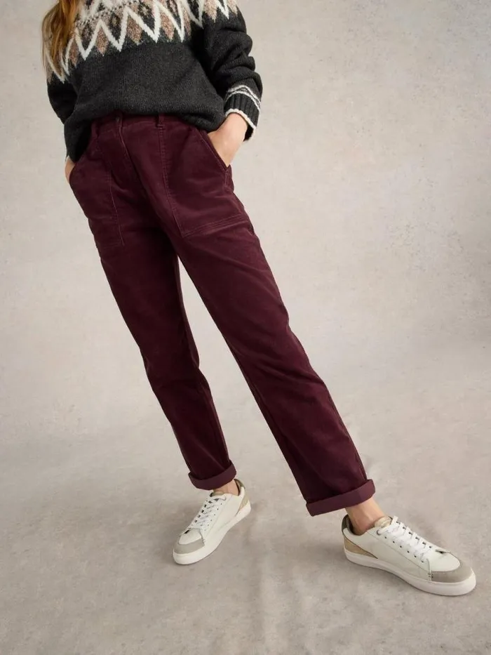 Women Twister Full Length Cord Trouser Mid Plum White Stuff Trousers