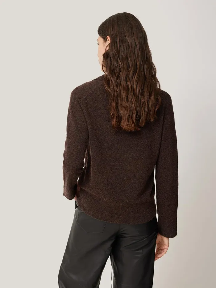 Women Wool Cashmere Blend Collar Jumper Brown Jigsaw Knitwear and Cashmere