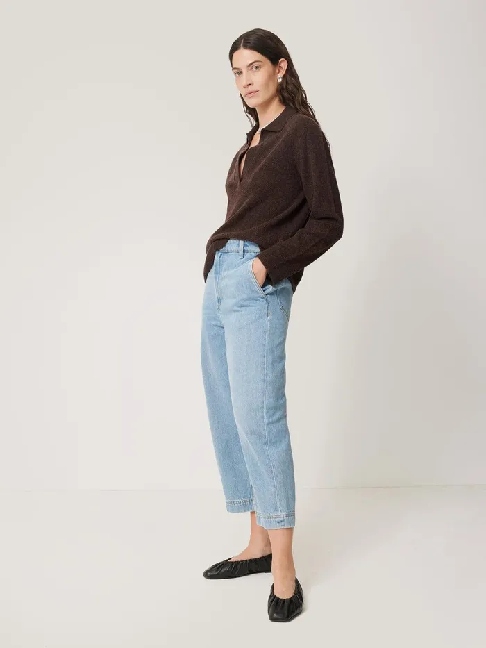 Women Wool Cashmere Blend Collar Jumper Brown Jigsaw Knitwear and Cashmere