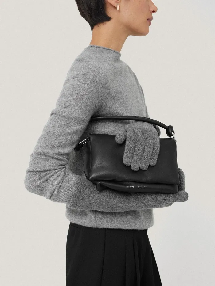 Women Wool Cashmere Long Gloves Grey Jigsaw Hats and Gloves