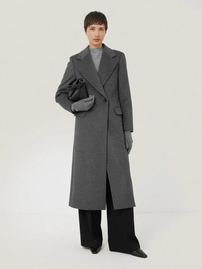 Women Wool Cashmere Long Gloves Grey Jigsaw Hats and Gloves