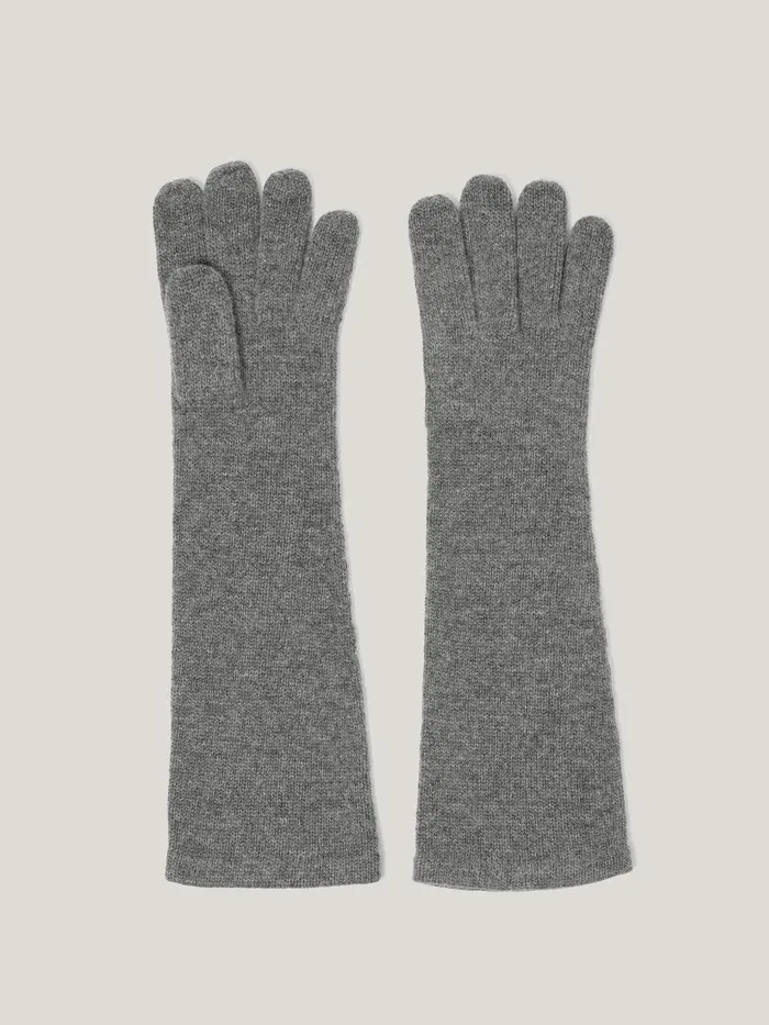 Women Wool Cashmere Long Gloves Grey Jigsaw Hats and Gloves