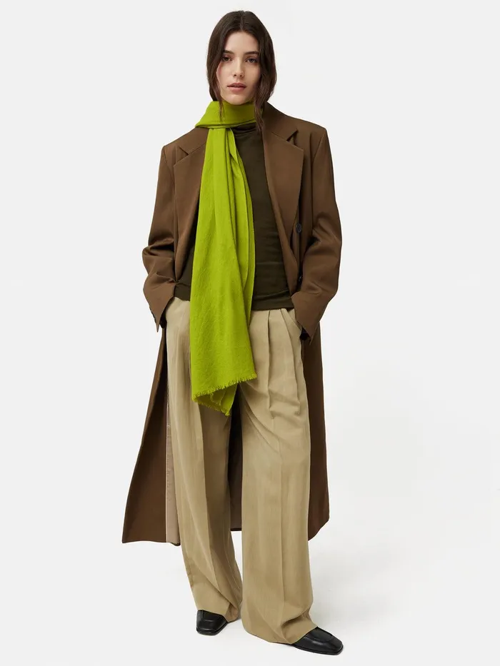 Women Wool Silk Pashmina Lime Jigsaw Ponchos and Scarves