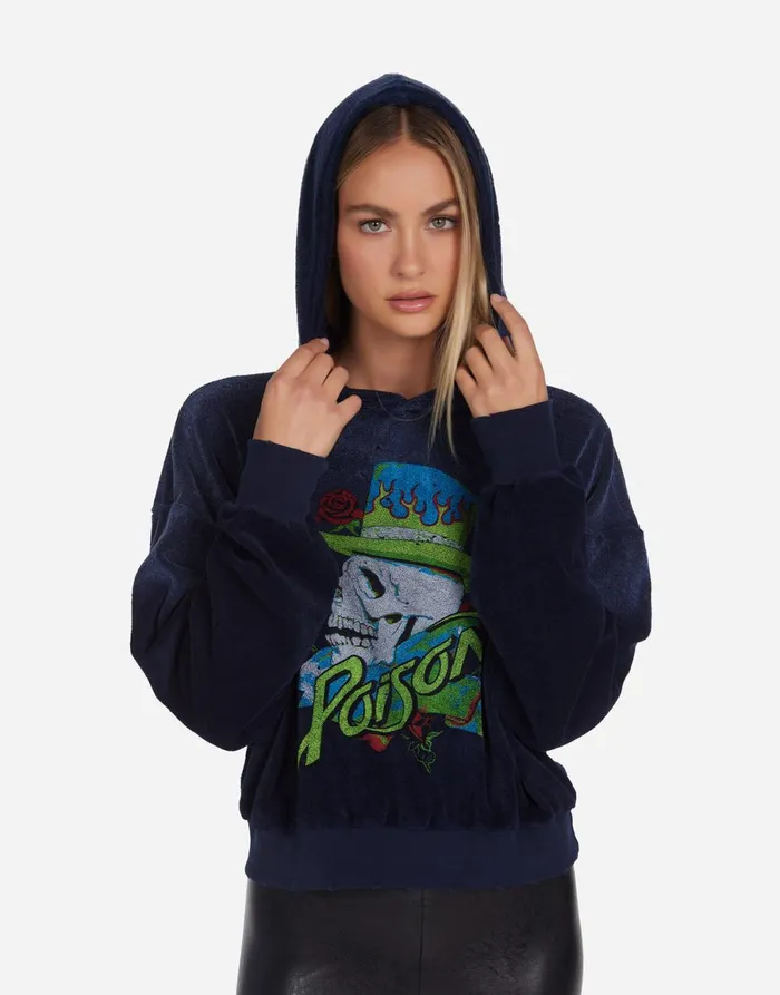 Yvette Neon Poison Skull Navy Ombre Women039s Lauren Moshi Hoodies
