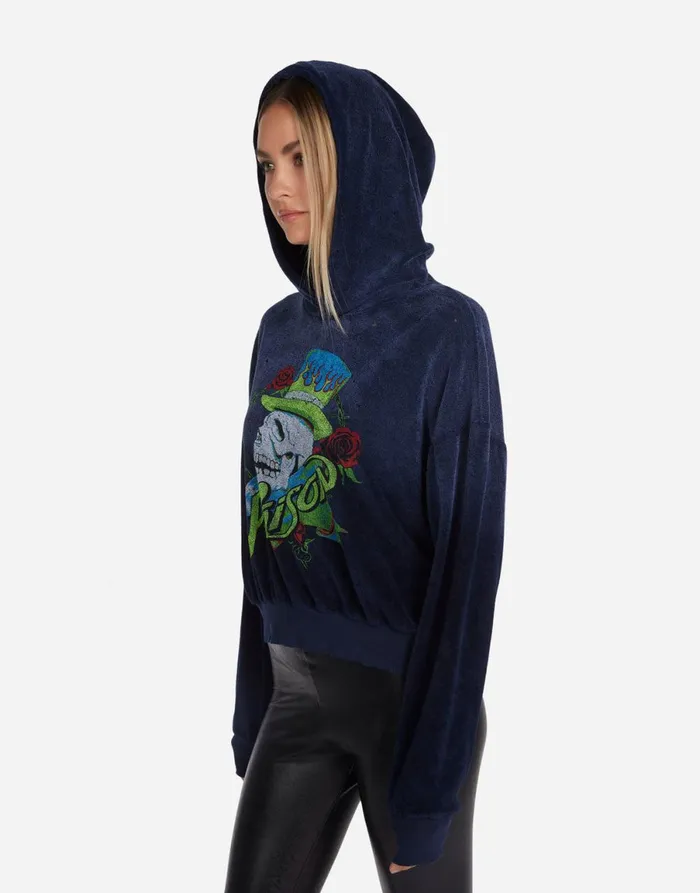 Yvette Neon Poison Skull Navy Ombre Women039s Lauren Moshi Hoodies
